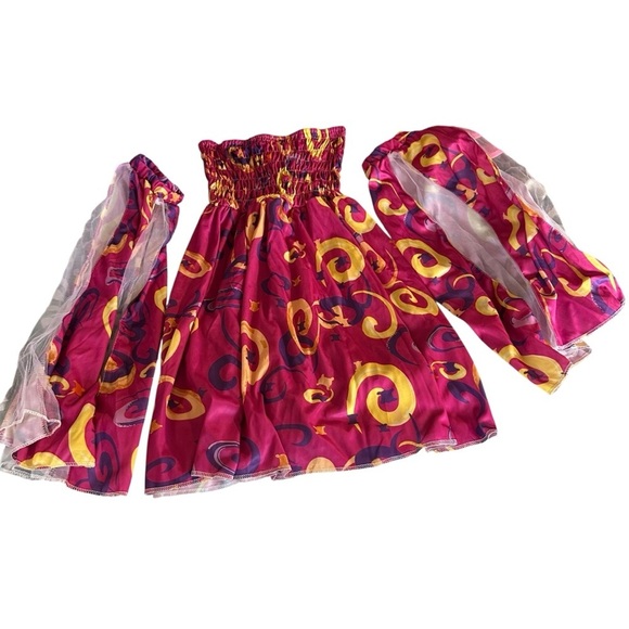 Pink Off-Shoulder 70's Costume Dress - Picture 2 of 3